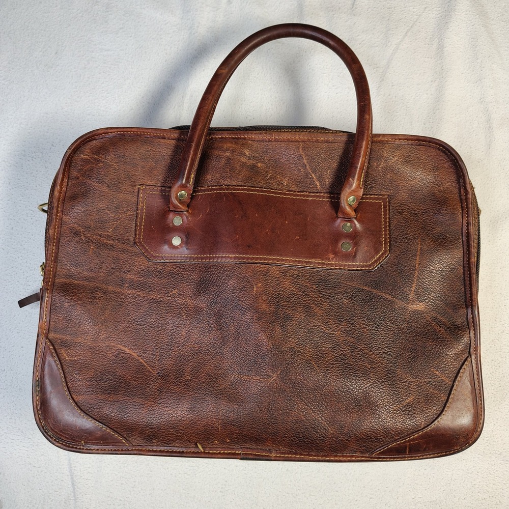 Vintage ORVIS Bullhide Leather Briefcase Brown Patina Gokey Heritage Bag USA - Picture 2 of 13